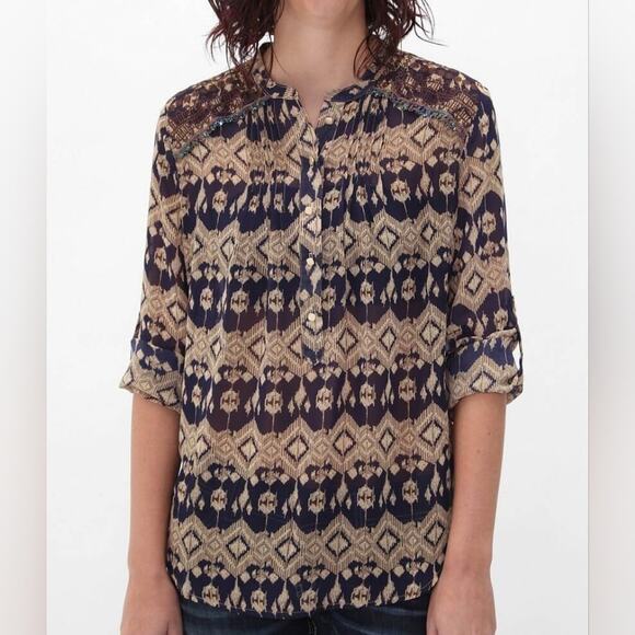 🌈Roar Electric Desert Doll Henley Top - Picture 1 of 6